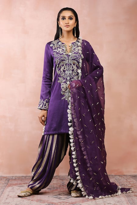 Buy Payal Singhal Purple Satin, Georgette, Organza Fringe, Embroidery, Kurta Woven Salwar Set Online at Aza Fashions Buy_Payal Singhal_Purple Satin, Georgette, Organza Fringe, Embroidery, Kurta Woven Salwar Set _Online_at_Aza_Fashions