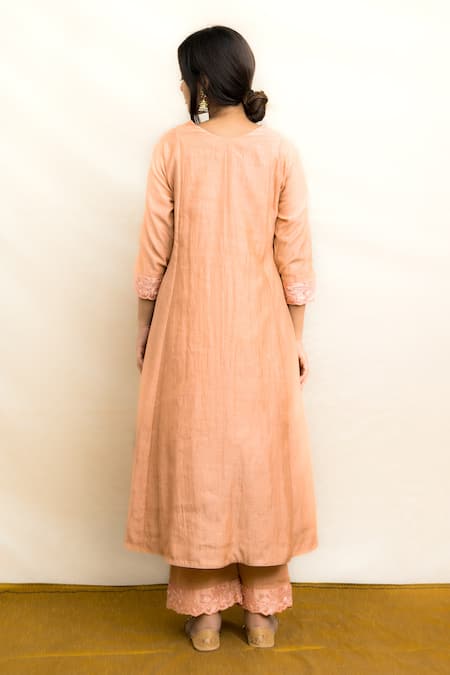Mithi Supari Parijat Neck Embroidered Anarkali Pant Set 
