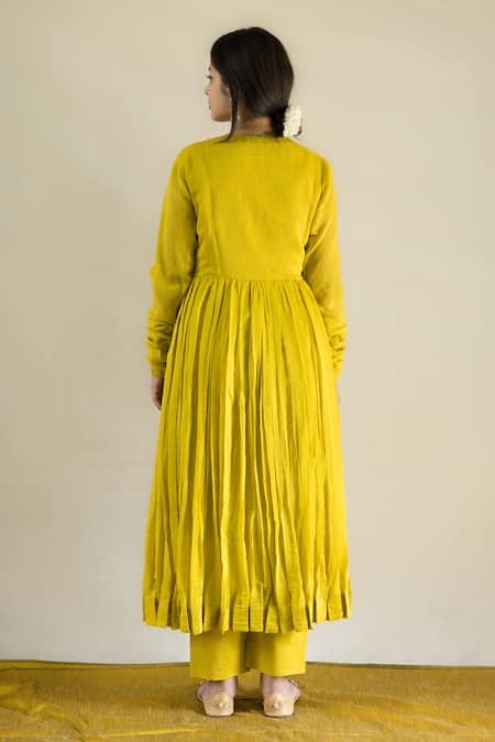 Mithi Supari Gulmohar Round Neck Angrakha Anarkali Pant Set 