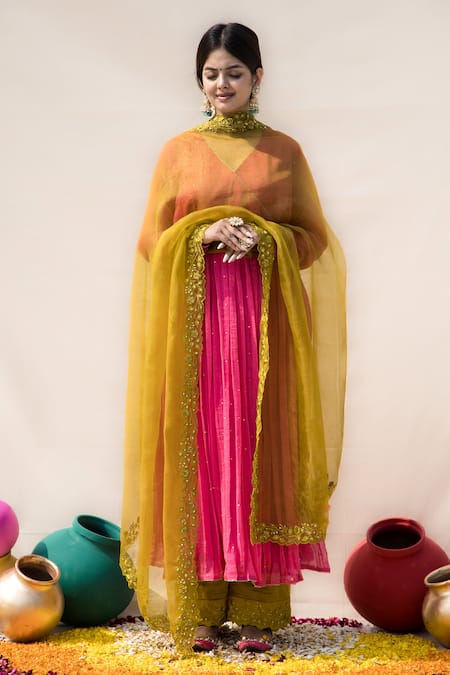 MITHI SUPARI Palash V Neck Angrakha Anarkali 