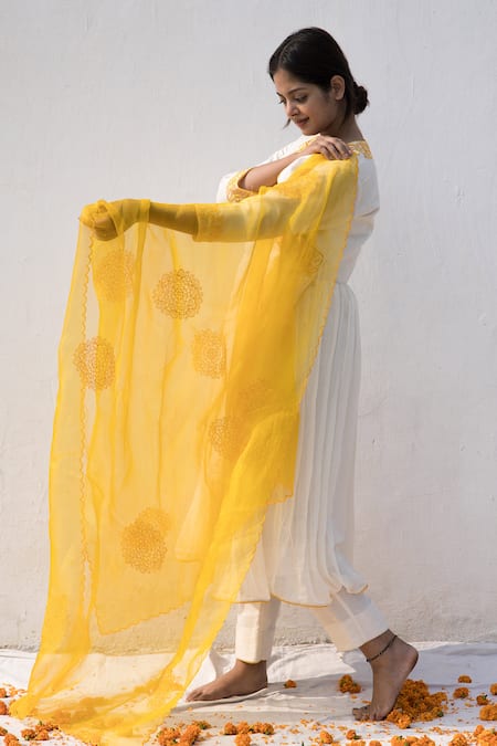 Mithi Supari Ruh Neck Embroidered Angrakha Anarkali Set 