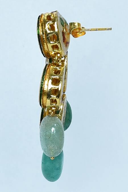 Buy_Just Shradhas_Gold Plated Diamonds, Pearls, Beads Drop Pattern Embellished Earrings _Online_at_Aza_Fashions