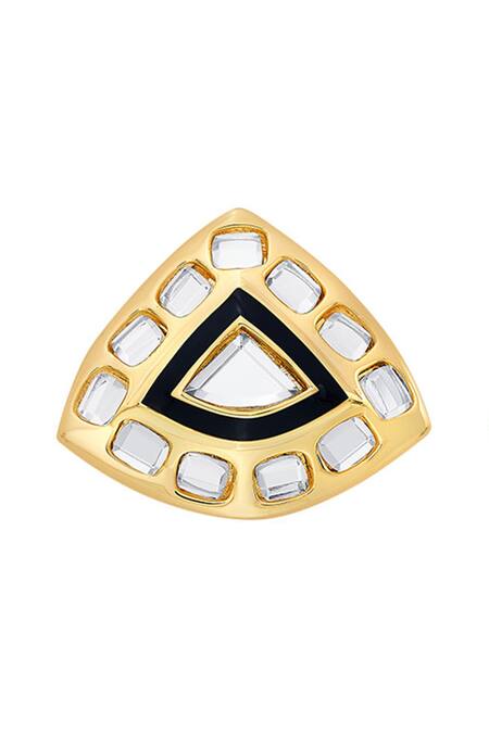 Isharya_Gold Plated Embellished Just Jamiti Trifecta Studs_Online_at_Aza_Fashions