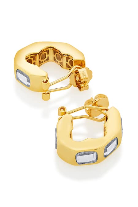 Buy_Isharya_Gold Plated Mirrors Just Jamiti Hoops _Online_at_Aza_Fashions