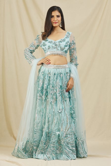 Rohini Bedi Bead Embroidered Bridal Lehenga Set 