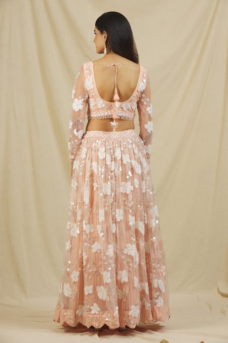 Rohini Bedi Sequin & Bead Embroidered Bridal Lehenga Set 