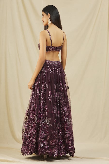 Rohini Bedi Sequin & Thread Embroidered Lehenga Set 