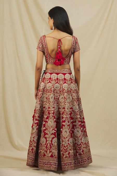 Rohini Bedi Floral Zardozi Embroidered Bridal Lehenga Set 