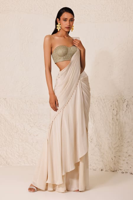 Chhaya Mehrotra Pre-Draped Godet Saree With Embellished Bustier 