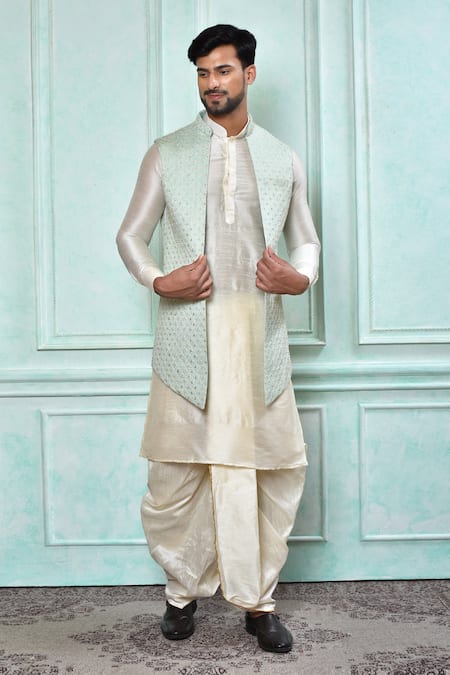 Aryavir Malhotra Sequin Work Bundi & Kurta Set 