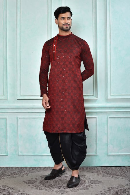 Maroon kurta black pajama new arrivals