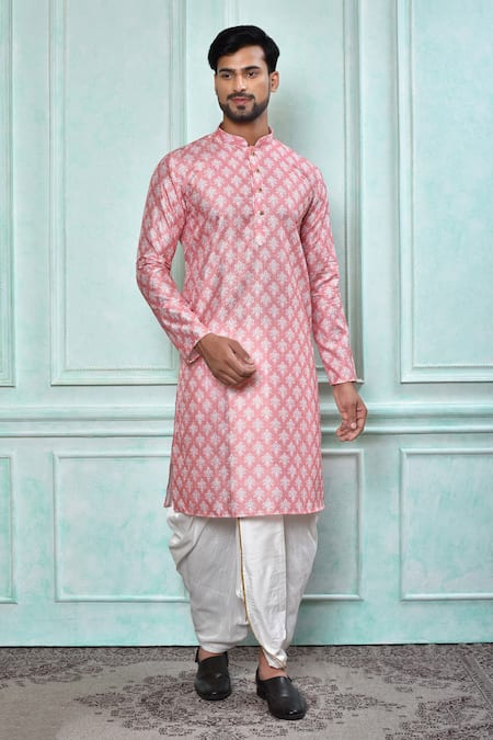 Aryavir Malhotra Printed Kurta & White Dhoti Pant Set 