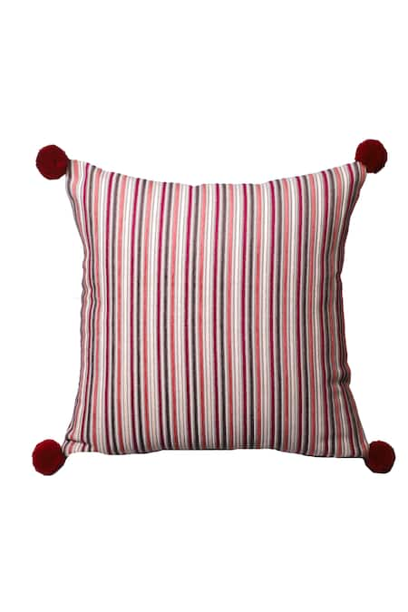 La Paloma Cream Velvet Embroidered Geometric Square Cushion Cover