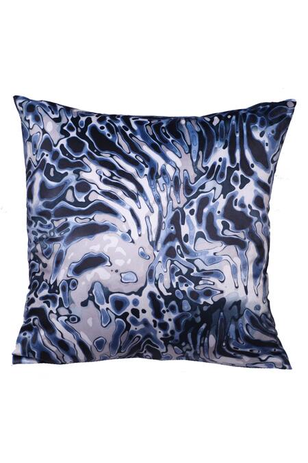 La Paloma Blue Velvet Abstract Pattern Square Cushion Cover