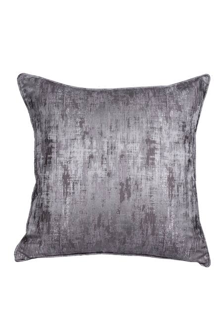 La Paloma Grey Polyester Embroidered Abstract Pattern Square Cushion Cover