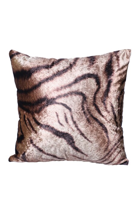 La Paloma Gold Suede Printed Animal Square Cushion Cover