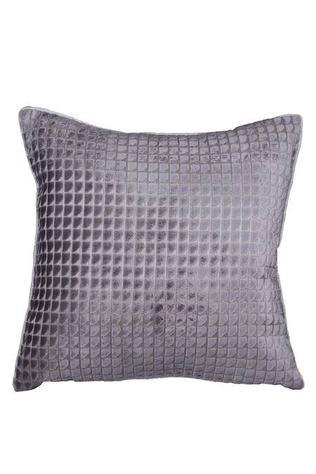 La Paloma Grey Velvet Box Pattern Square Cushion Cover