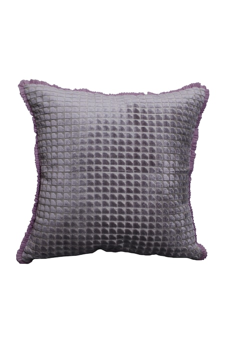 La Paloma Grey Velvet Box Pattern Square Cushion Cover