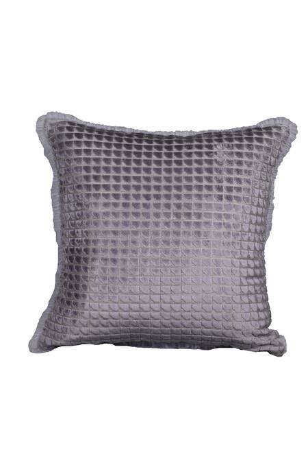 La Paloma Grey Velvet Square Box Pattern Cushion Cover