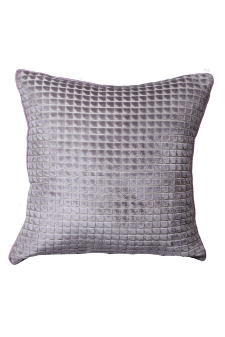 La Paloma Grey Velvet Geometric Pattern Cushion Cover