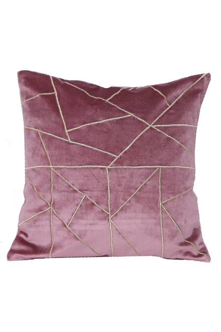 La Paloma Pink Velvet Embroidery Square Shaped Cushion Cover