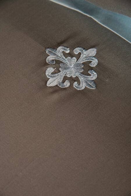 LA Paloma_Grey 100% Tencel Embroidery Placement Duvet Cover Set_Online_at_Aza_Fashions