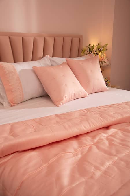 La Paloma Peach 100% Tencel Rectangle Shaped Bedspread Set