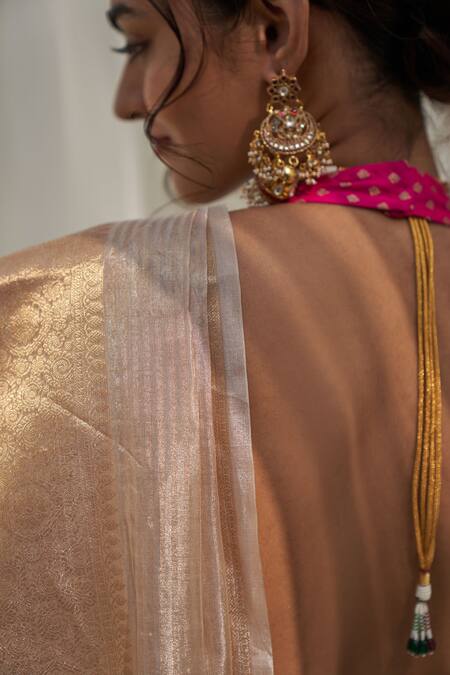 Buy Five Point Five Off White Tissue Floral, Stripe Vibha Pattern Saree With Running Blouse Online at Aza Fashions Buy_Five Point Five_Off White Tissue Floral, Stripe Vibha Pattern Saree With Running Blouse_Online_at_Aza_Fashions