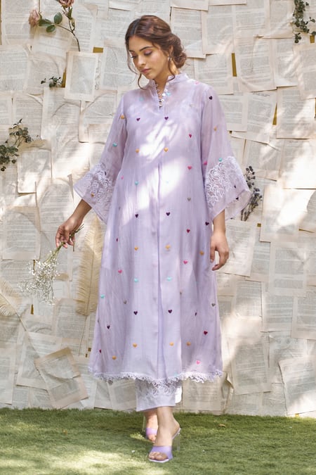 Naaz By Noor Purple , , Organza, Heart Thread Kurta And Pant Set Online at Aza Fashions Naaz By Noor_Purple , , Organza, Heart Thread Kurta And Pant Set _Online_at_Aza_Fashions