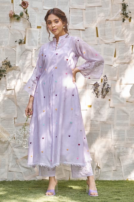Buy Naaz By Noor Purple , , Organza, Heart Thread Kurta And Pant Set Online at Aza Fashions Buy_Naaz By Noor_Purple , , Organza, Heart Thread Kurta And Pant Set _Online_at_Aza_Fashions