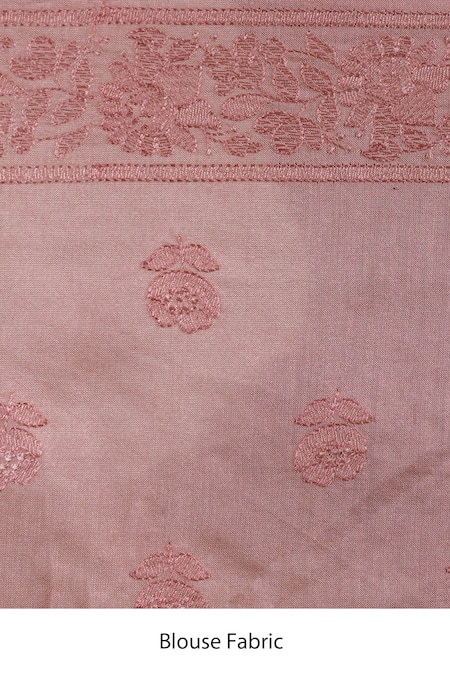 Taba Kashi By Artika Shah_Pink Purna Silk Print Bloom Saree With Unstitched Blouse Fabric _Online_at_Aza_Fashions