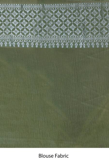 Taba Kashi By Artika Shah_Green Crepe Woven Flower Pattern Saree With Unstitched Blouse Fabric _Online_at_Aza_Fashions