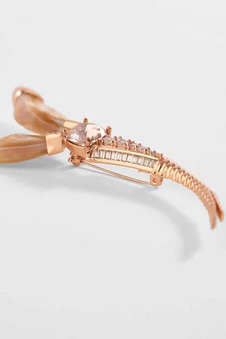Shop_Outhouse_Pink Mother Of Pearl Le Palm Serefina Brooch _at_Aza_Fashions