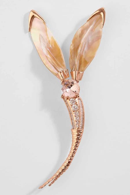 Outhouse_Pink Mother Of Pearl Le Palm Serefina Brooch _Online_at_Aza_Fashions