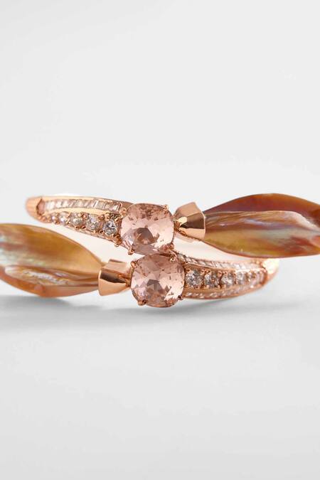 Outhouse_Pink Crystals Le Palm Serefina Hand Cuff _Online_at_Aza_Fashions