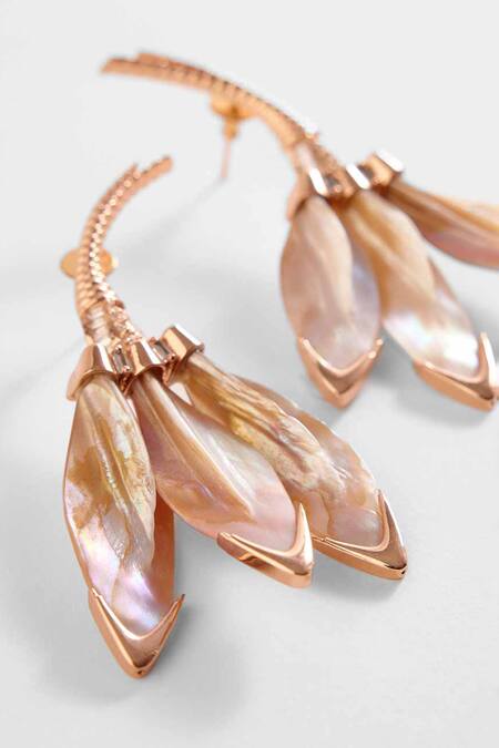 Outhouse Pink Crystals, Diamonds Le Palm Serefina Drop Earrings Online at Aza Fashions Outhouse_Pink Crystals, Diamonds Le Palm Serefina Drop Earrings _Online_at_Aza_Fashions