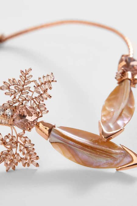 Outhouse Pink Le Palm Serefina Open Choker Necklace Online at Aza Fashions Outhouse_Pink Le Palm Serefina Open Choker Necklace _Online_at_Aza_Fashions