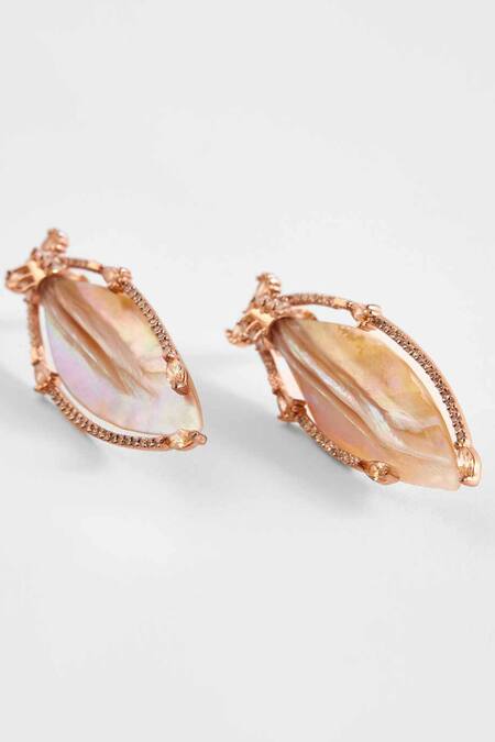 Outhouse Pink Crystals, Diamonds Le Palm Serefina Stud Earrings Online at Aza Fashions Outhouse_Pink Crystals, Diamonds Le Palm Serefina Stud Earrings _Online_at_Aza_Fashions