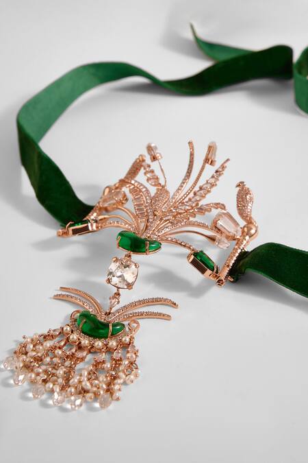 Outhouse_Gold Plated Le Palm Embellished Choker Necklace _Online_at_Aza_Fashions