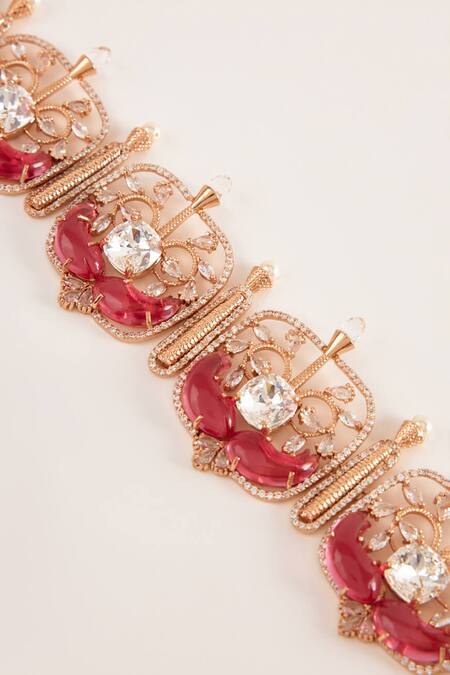 Shop Outhouse Pink Le Praia Embellished Choker Necklace Online at Aza Fashions Shop_Outhouse_Pink Le Praia Embellished Choker Necklace _Online_at_Aza_Fashions