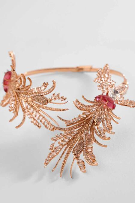 Outhouse_Pink Le Sunset Palm Open Choker Necklace _Online_at_Aza_Fashions