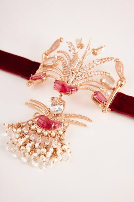 Outhouse Gold Plated Le Sunset Embellished Choker Necklace Online at Aza Fashions Outhouse_Gold Plated Le Sunset Embellished Choker Necklace _Online_at_Aza_Fashions