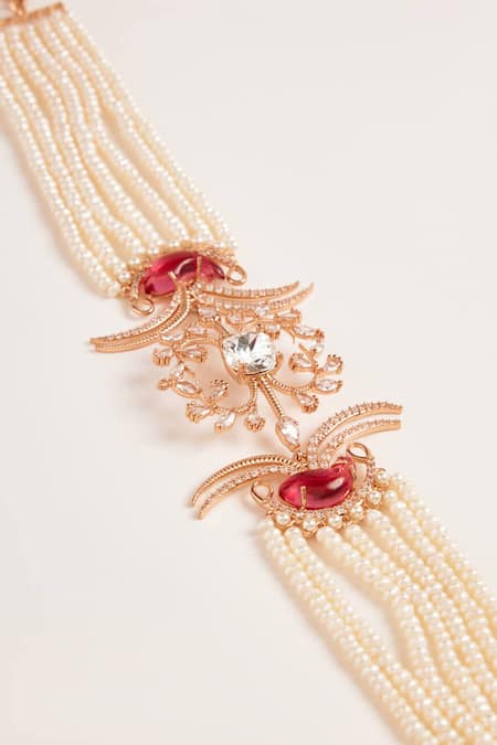 Shop Outhouse Gold Plated Le Palm Double Fish Choker Necklace at Aza Fashions Shop_Outhouse_Gold Plated Le Palm Double Fish Choker Necklace _at_Aza_Fashions