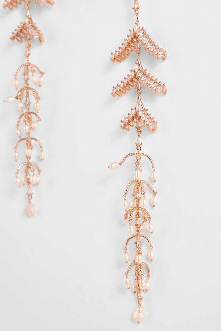 Buy Outhouse Gold Plated Crystals, Pearls, Stones Le Sunset Palm Shoulder Grazers Online at Aza Fashions Buy_Outhouse_Gold Plated Crystals, Pearls, Stones Le Sunset Palm Shoulder Grazers _Online_at_Aza_Fashions