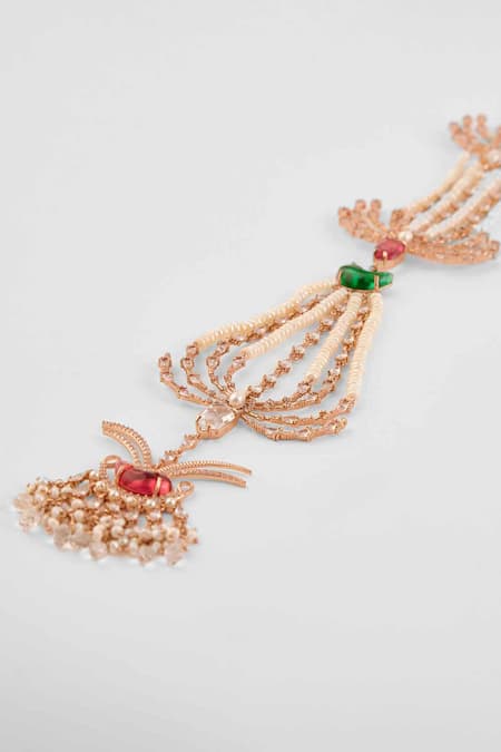 Outhouse_Pink Crystals, Embroidery The Faena Embellished Hair Accessory _Online_at_Aza_Fashions