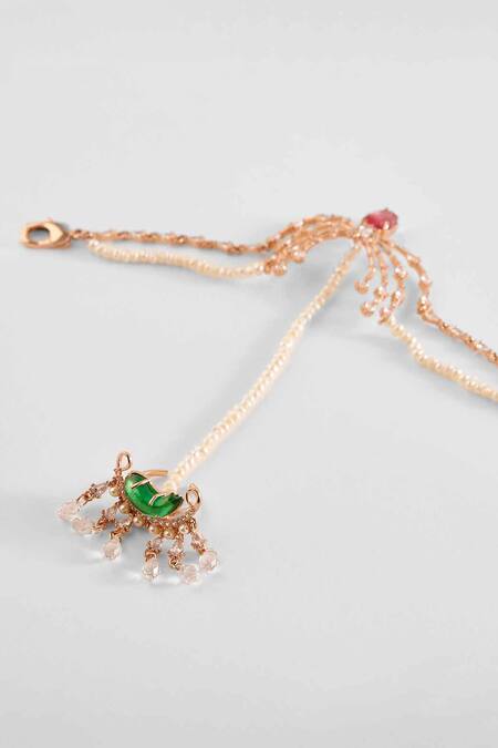 Shop_Outhouse_Pink Crystals, Pearls The Faena Hand Harness _at_Aza_Fashions