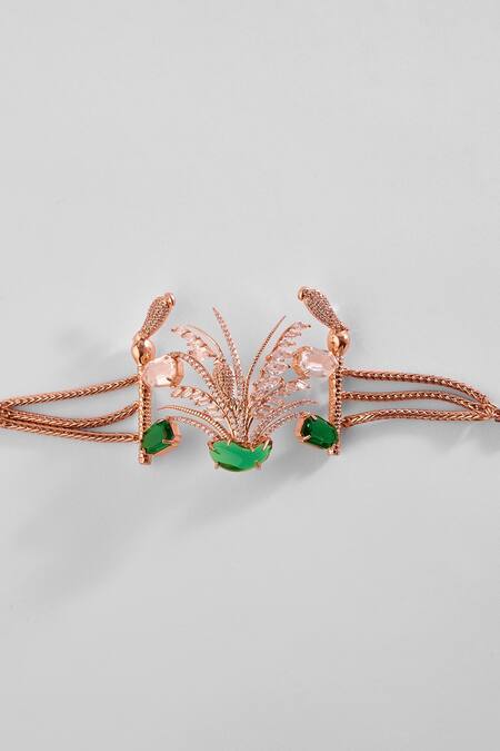 Outhouse Pink Crystals, Cut Work Le Palm Fish Bracelet Online at Aza Fashions Outhouse_Pink Crystals, Cut Work Le Palm Fish Bracelet _Online_at_Aza_Fashions