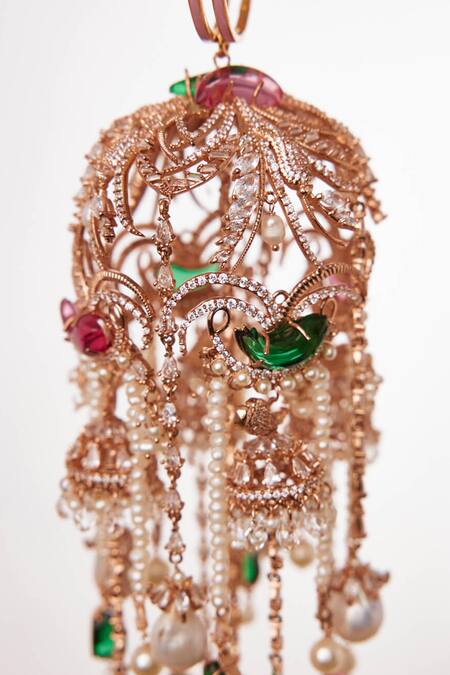 Outhouse Pink Crystals, Pearls Le Palmier Embellished Kaleera Online at Aza Fashions Outhouse_Pink Crystals, Pearls Le Palmier Embellished Kaleera _Online_at_Aza_Fashions