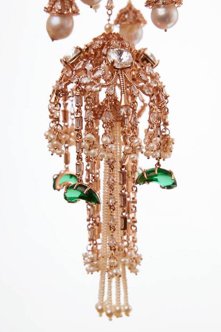 Shop Outhouse Pink Crystals, Pearls Le Palmier Embellished Kaleera Online at Aza Fashions Shop_Outhouse_Pink Crystals, Pearls Le Palmier Embellished Kaleera _Online_at_Aza_Fashions