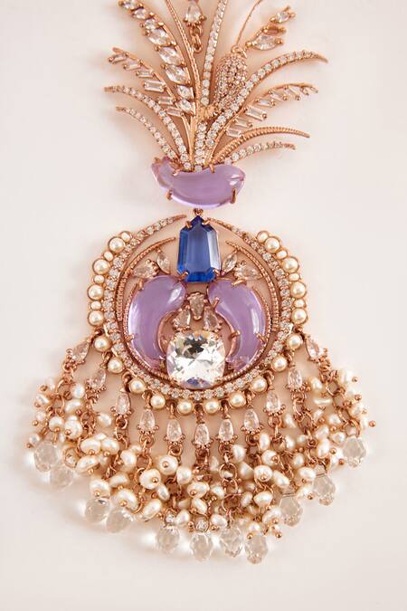 Buy Outhouse Pink Le Palmetto Embellished Maangtikka Online at Aza Fashions Buy_Outhouse_Pink Le Palmetto Embellished Maangtikka _Online_at_Aza_Fashions